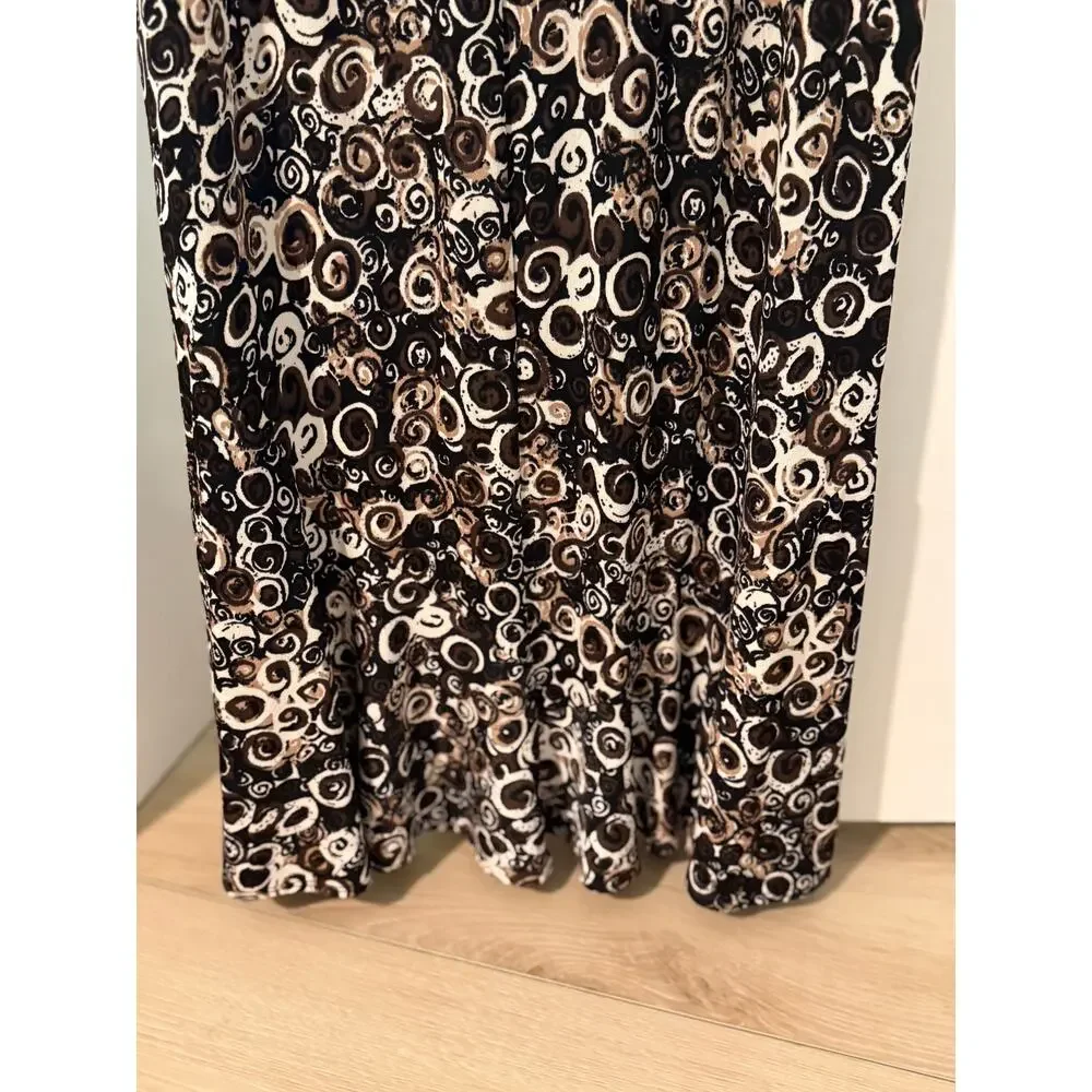 Abstract Print Midi Skirt Brown Black Minimalist Artsy Flowy Skirt ✨‎